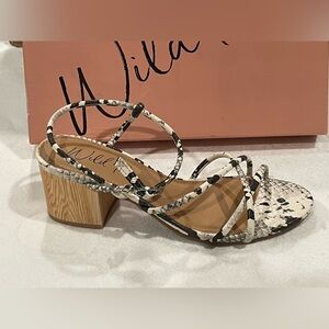 Wild Pair Ingridd Snakeskin Block Heel Sandals Sz 6.5 BNWB